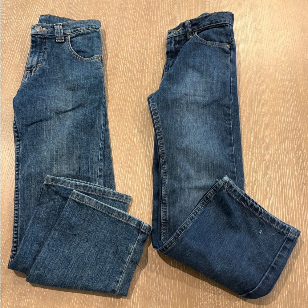 Wrangler Boys Jeans Bundle Size 10 Regular Straight Leg Blue Denim 2 Pairs